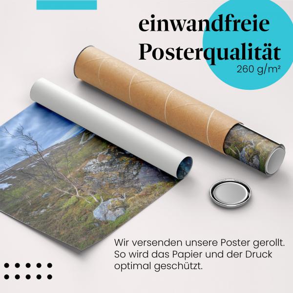 "Wasserfall & Fjord": Gerolltes Poster, Norwegen.